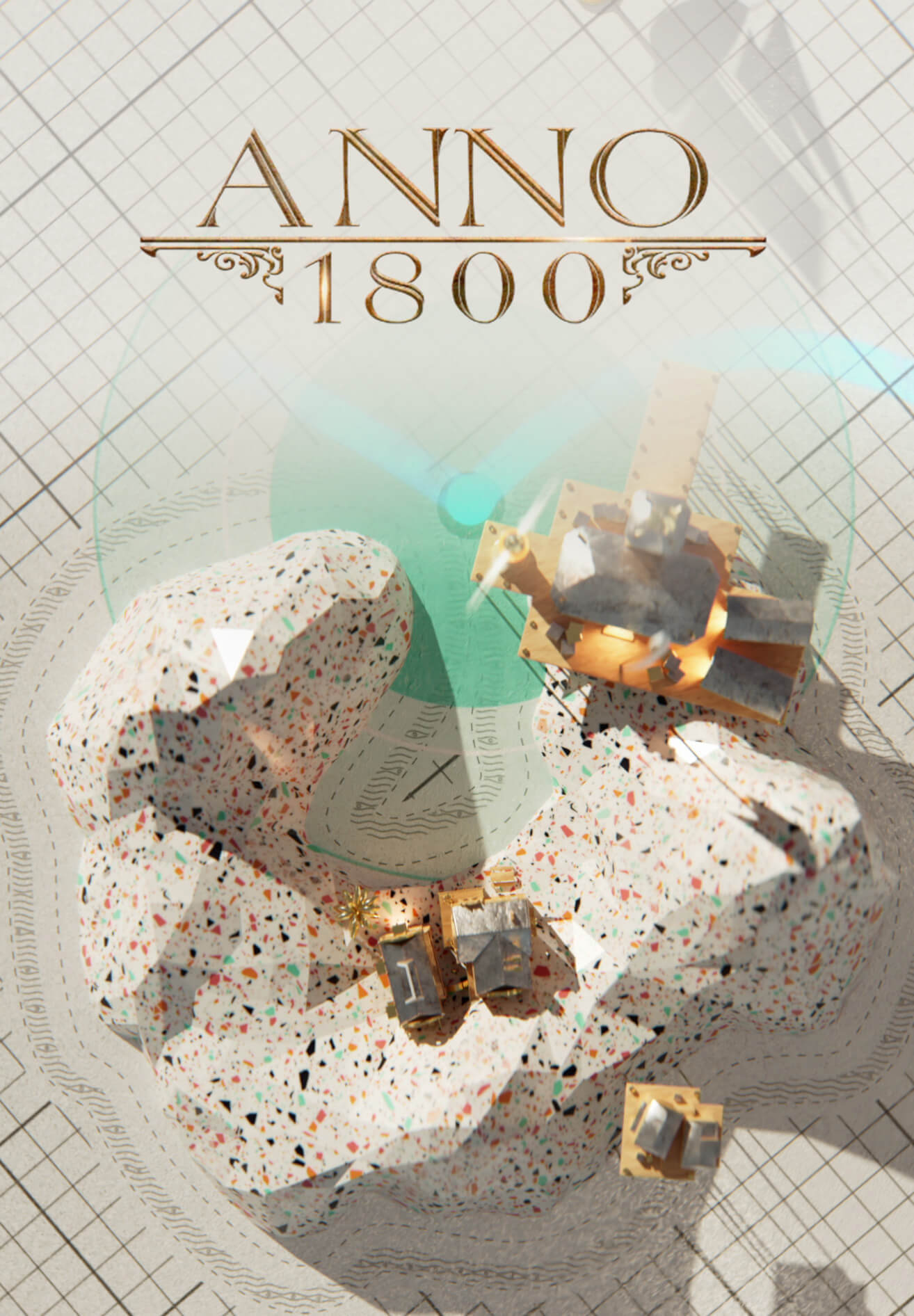 Anno 1800: a city and airship in a historical setting